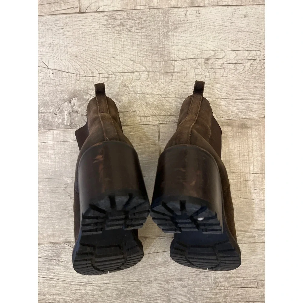 Thursday Boot Co. Women's Chelsea Boots Dark‎ Brown Suede Block Heel Size 8